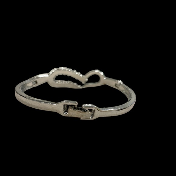 Elegant Silver With Rhinestones Heart Bracelet - Picture 3 of 5